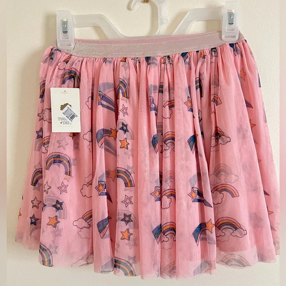 Tucker + Tate Kids Skirt 7 Rainbow Star Pink Peachskin Comets Mesh Elastic Waist - Picture 1 of 8